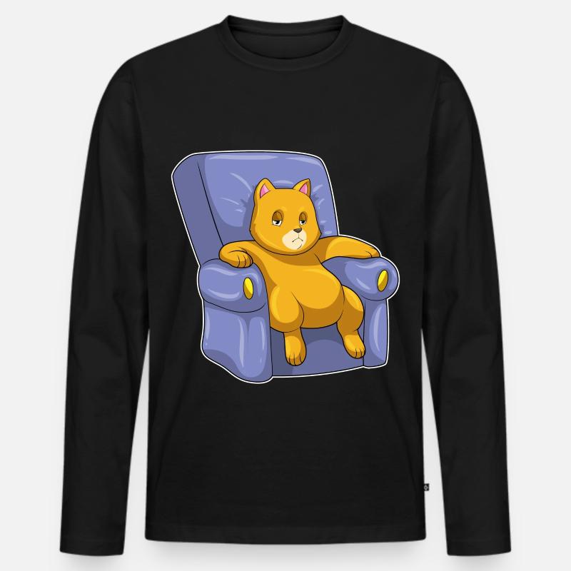 Katze Sofa - Männer Premium Bio Langarmshirt - Schwarz
