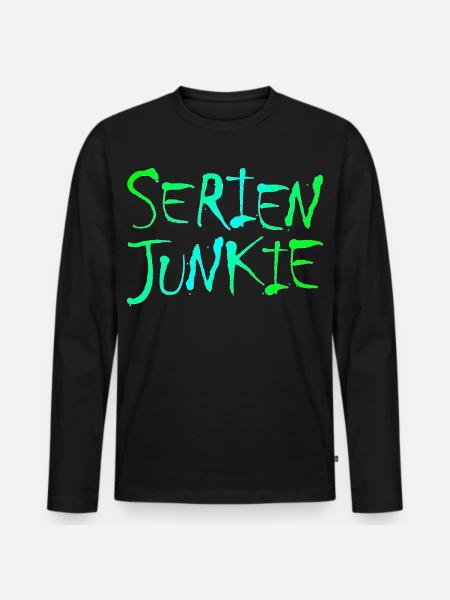 NERDY forever - Serienjunkie - Männer Premium Bio Langarmshirt - Schwarz