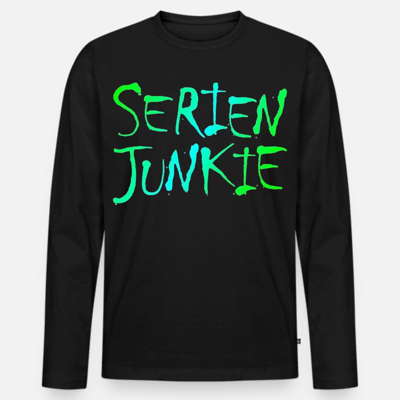 NERDY forever - Serienjunkie - Männer Premium Bio Langarmshirt - Schwarz