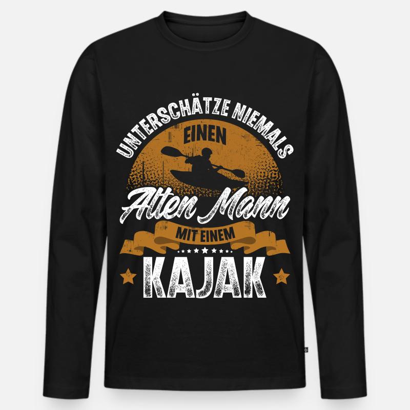 Kajak Kajakfahrer Kajaker - Männer Premium Bio Langarmshirt - Schwarz
