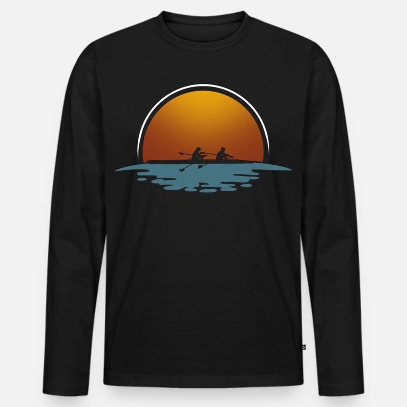 Rudern Ruderer Ruderboot - Männer Premium Bio Langarmshirt - Schwarz