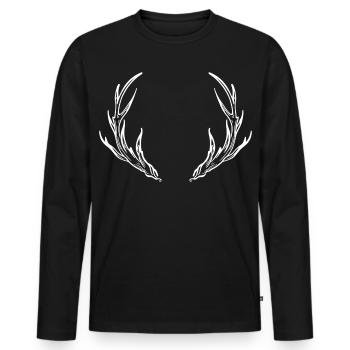 Hirsch Geweih Wild - Männer Premium Bio Langarmshirt - Schwarz - Vorne - Nico (187cm)