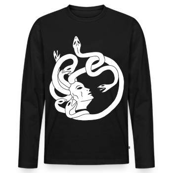 Snake-haired woman (white) - Men's Premium Organic Long Sleeve Shirt - black - Front - Nico (187cm)