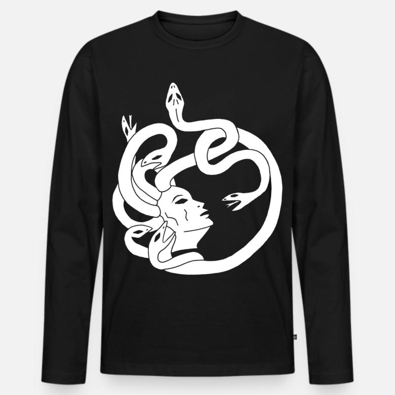 Schlangenhaarige Frau (weiß) - Männer Premium Bio Langarmshirt - Schwarz