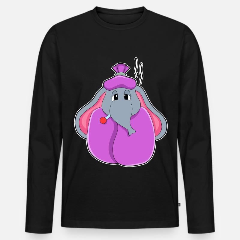 Elefant mit Fieberthermometer - Männer Premium Bio Langarmshirt - Schwarz