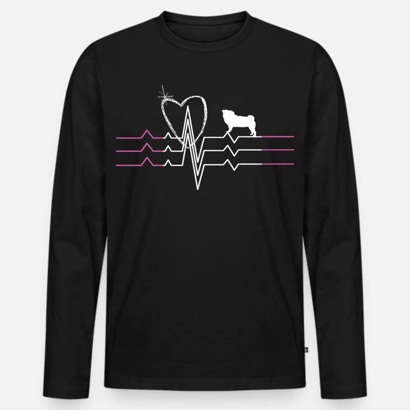 Mops Liebe - Männer Premium Bio Langarmshirt - Schwarz