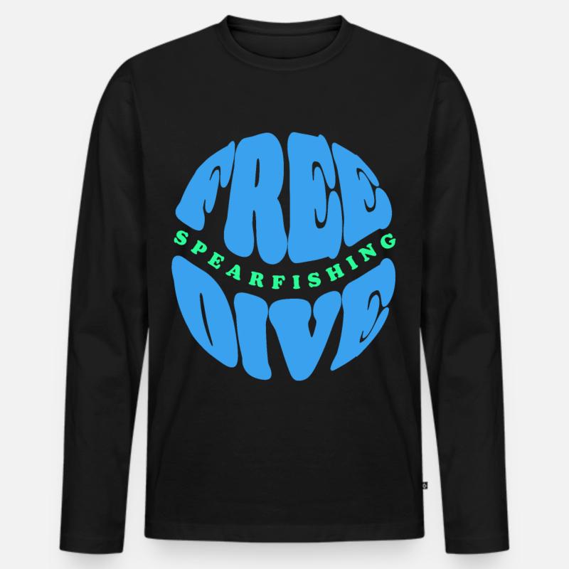 Freitauch- und Speerfischen Typografie - Männer Premium Bio Langarmshirt - Schwarz
