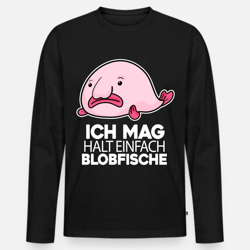 Blobfisch - Männer Premium Bio Langarmshirt - Schwarz