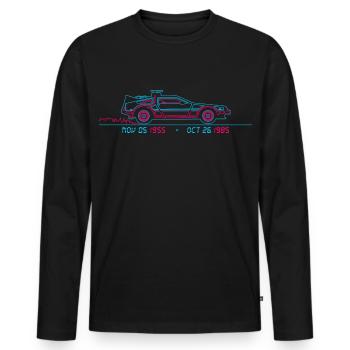 Retour Vers Le Futur Données Voyage Dans Le Temps - T-shirt manches longues Premium bio Homme - noir - Devant - Nico (187cm)