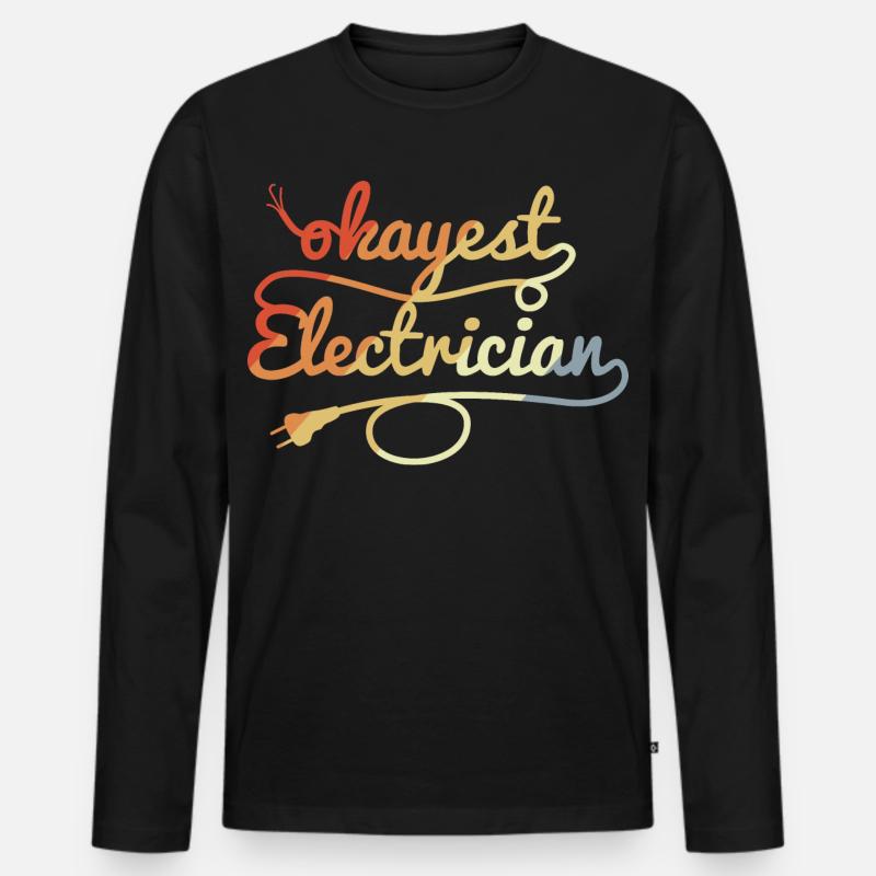 Elektrikerwitz - Männer Premium Bio Langarmshirt - Schwarz