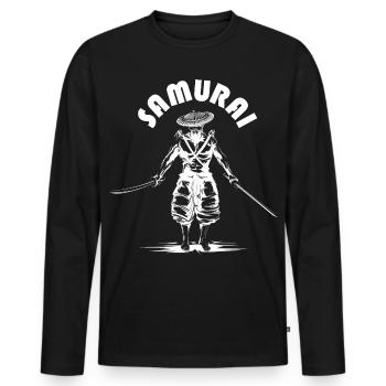 Samurai Symbol Icon Kämpfer Illustration Icon Logo - Männer Premium Bio Langarmshirt - Schwarz - Vorne - Nico (187cm)