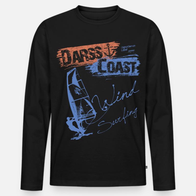 DarssCoast WINDSURFING - SURFER WINDSURFER - Männer Premium Bio Langarmshirt - Schwarz