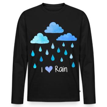 J’aime la pluie, les gouttes de pluie, les nuages météorologiques, l’humidité - T-shirt manches longues Premium bio Homme - noir - Devant - Nico (187cm)