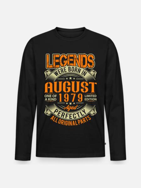 1979 August Birthday Legend - Men's Premium Organic Long Sleeve Shirt - black