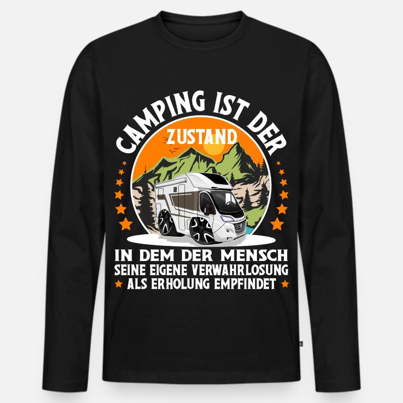 Camping Camper Campen - Männer Premium Bio Langarmshirt - Schwarz
