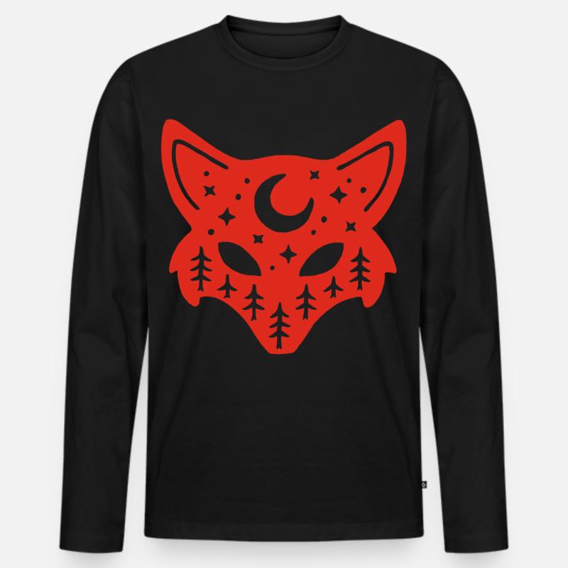Rotfuchs-Totem der Natur - Männer Premium Bio Langarmshirt - Schwarz