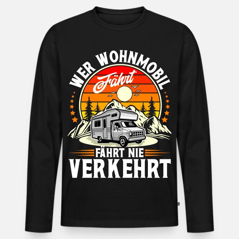 Camping Camper Campen - Männer Premium Bio Langarmshirt - Schwarz