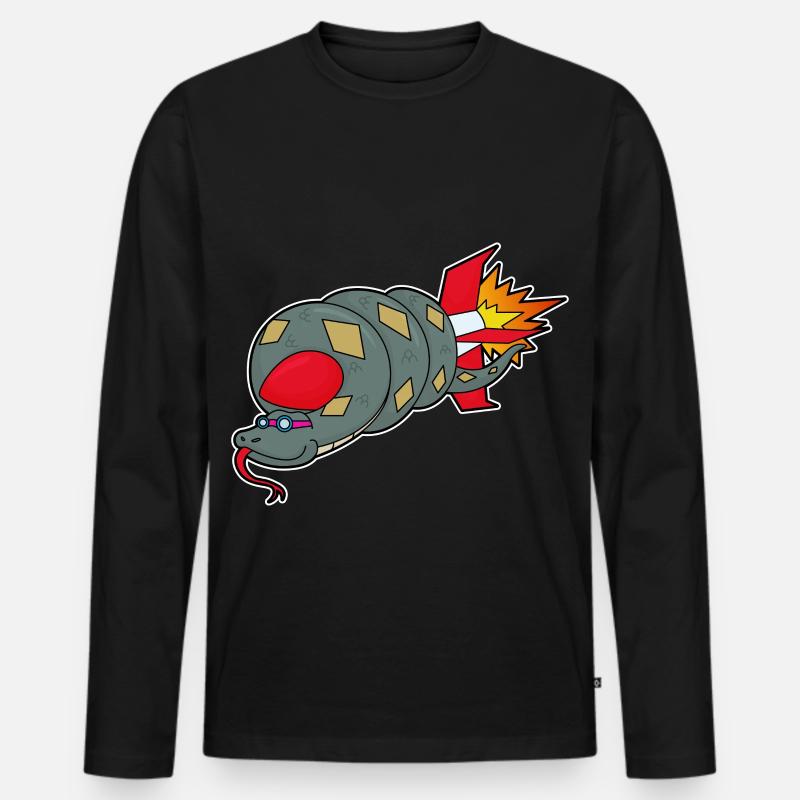 Schlange mit Rakete - Männer Premium Bio Langarmshirt - Schwarz