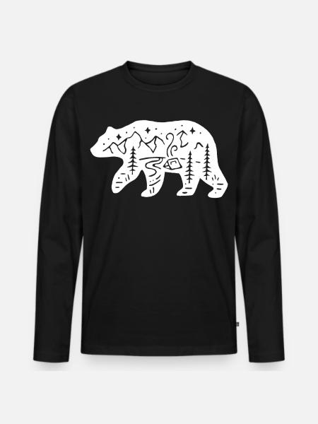 Natur Totem Eisbär - Männer Premium Bio Langarmshirt - Schwarz