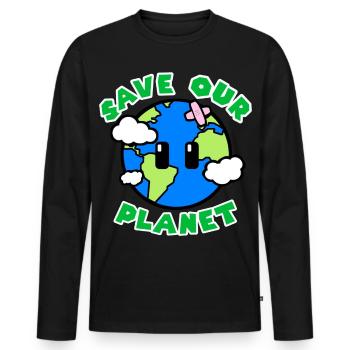 Save Our Planet - Männer Premium Bio Langarmshirt - Schwarz - Vorne - Nico (187cm)