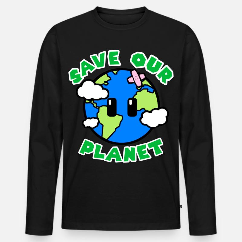 Save Our Planet - Männer Premium Bio Langarmshirt - Schwarz