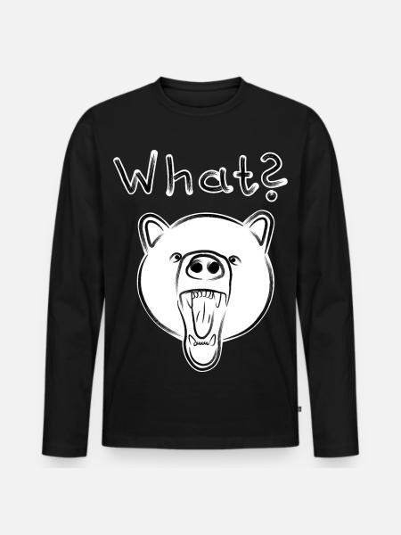 Grizzly Bär mit WHAT? - hell - Männer Premium Bio Langarmshirt - Schwarz