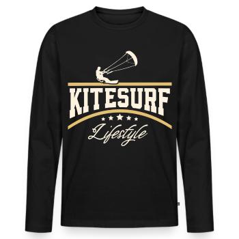 Kitesurfen Kitesurf Kitesurfer Kiteboard - Männer Premium Bio Langarmshirt - Schwarz - Vorne - Nico (187cm)