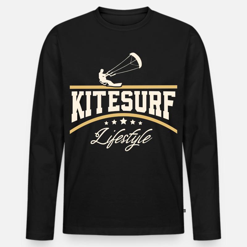 Kitesurfen Kitesurf Kitesurfer Kiteboard - Männer Premium Bio Langarmshirt - Schwarz