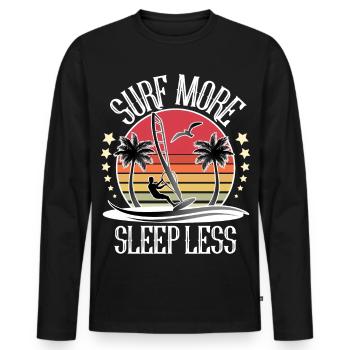 Planche à voile Windsurf Windsurf - T-shirt manches longues Premium bio Homme - noir - Devant - Nico (187cm)
