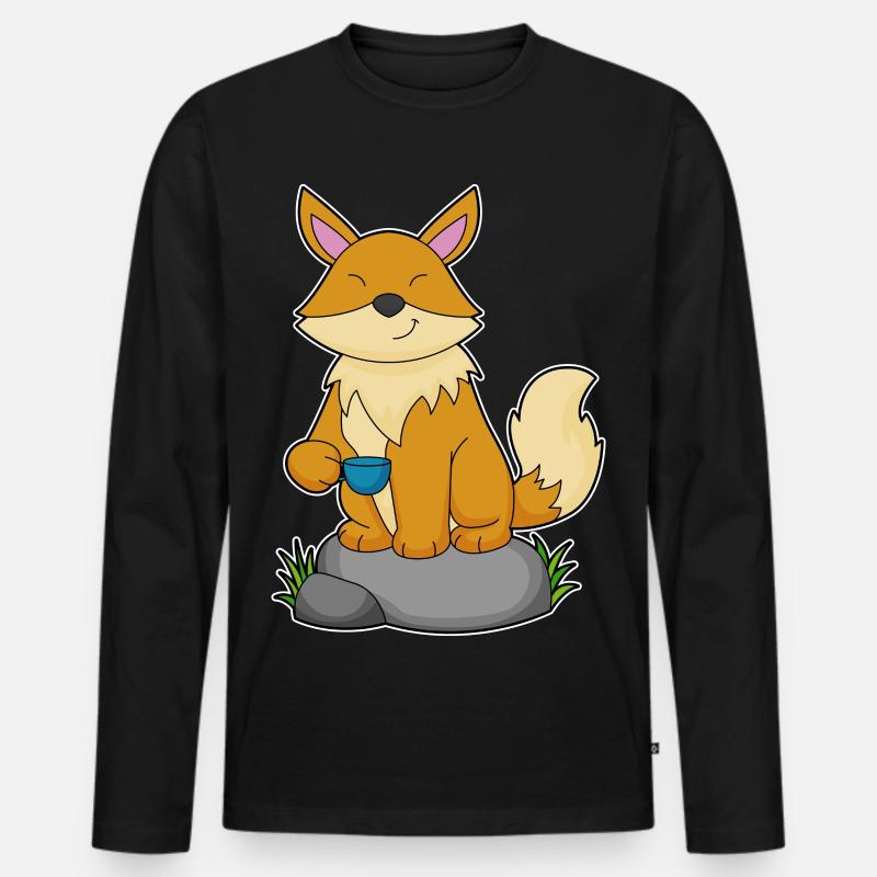 Fuchs Tasse - Männer Premium Bio Langarmshirt - Schwarz