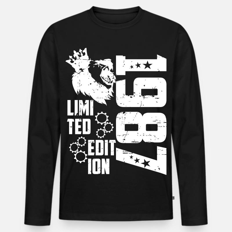 1987 Geboren Limited Edition - Männer Premium Bio Langarmshirt - Schwarz