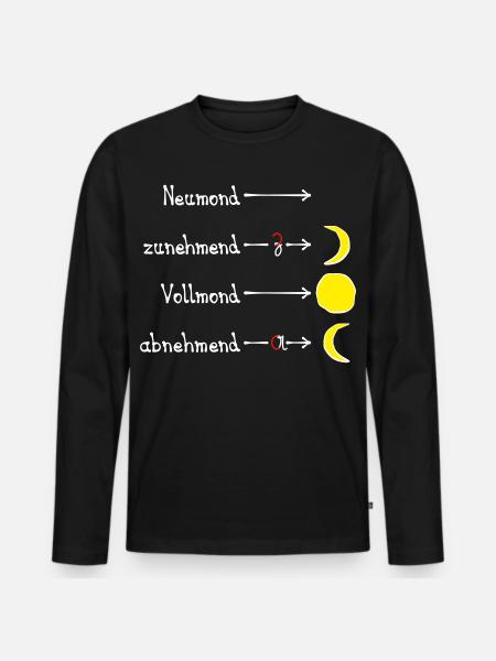 Mondphasen mit Eselsbrücke - hell - Männer Premium Bio Langarmshirt - Schwarz