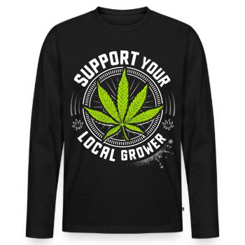 Kiffen - Legalize it - 420 - Weed Hanf & Cannabis - Men's Premium Organic Long Sleeve Shirt - black - Front - Nico (187cm)