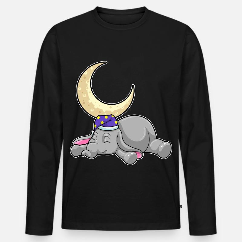 Elefant mit Mond - Männer Premium Bio Langarmshirt - Schwarz