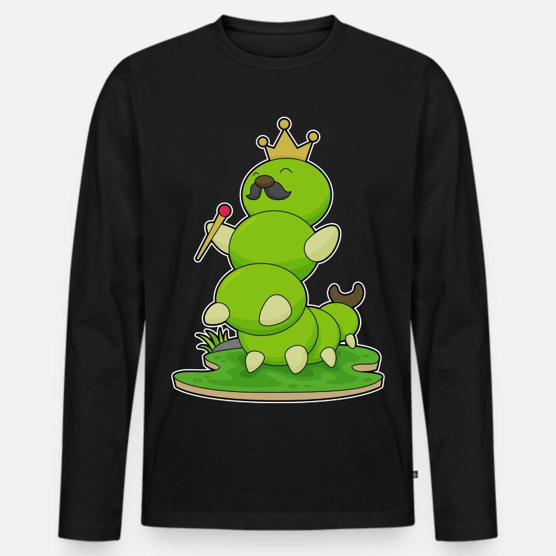 Raupe Krone - Männer Premium Bio Langarmshirt - Schwarz