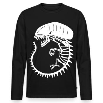 Squelette de monstre extraterrestre blanc - T-shirt manches longues Premium bio Homme - noir - Devant - Nico (187cm)
