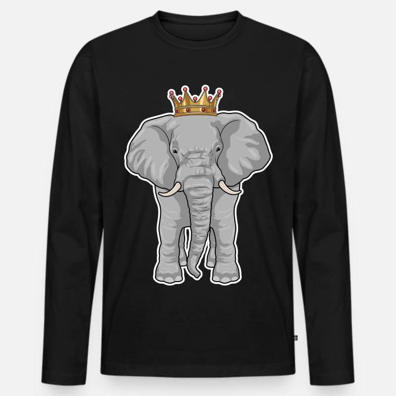 Elefant Krone - Männer Premium Bio Langarmshirt - Schwarz