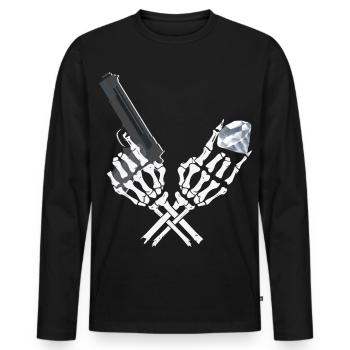 Gangster Skelett - Männer Premium Bio Langarmshirt - Schwarz - Vorne - Nico (187cm)