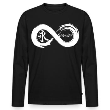 Symbole infini et éternité en japonais (blanc) - T-shirt manches longues Premium bio Homme - noir - Devant - Nico (187cm)