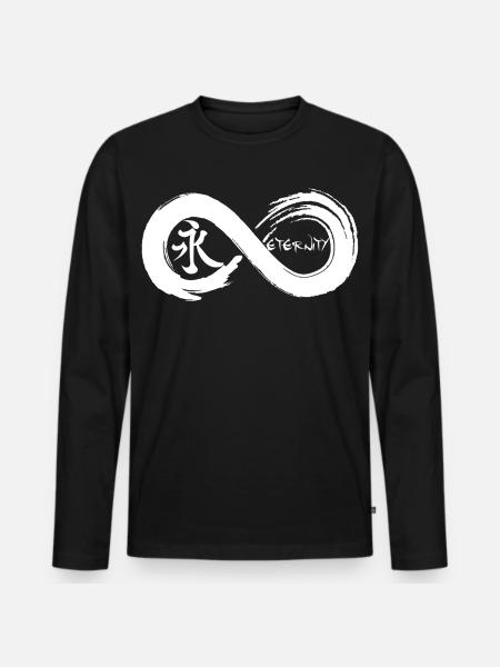 Oändlig symbol och evighet på japanska (vit) - Ekologisk långärmad premium-T-shirt herr - svart