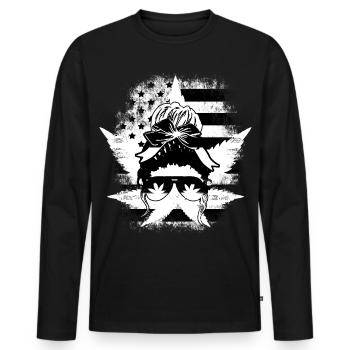 Feuille de chanvre Hemp Woman Lunettes noir blanc - T-shirt manches longues Premium bio Homme - noir - Devant - Nico (187cm)