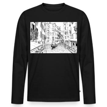 Venice - Men's Premium Organic Long Sleeve Shirt - black - Front - Nico (187cm)