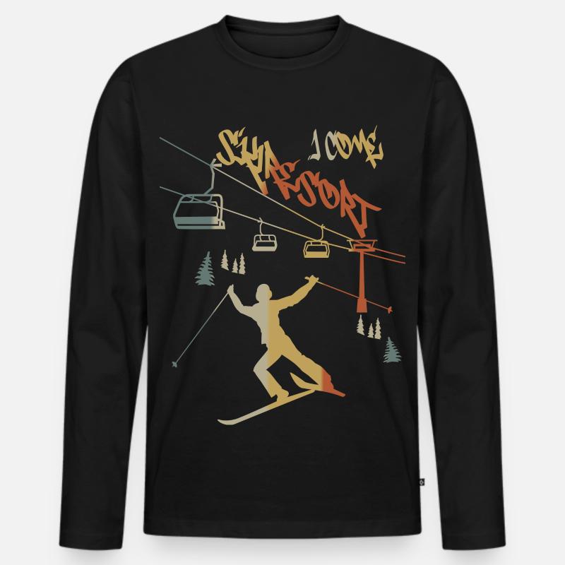 Skiurlaub ich komme ! - Männer Premium Bio Langarmshirt - Schwarz