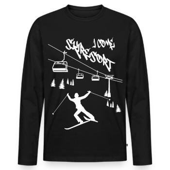 Skigebiet ich komme ! - Männer Premium Bio Langarmshirt - Schwarz - Vorne - Nico (187cm)