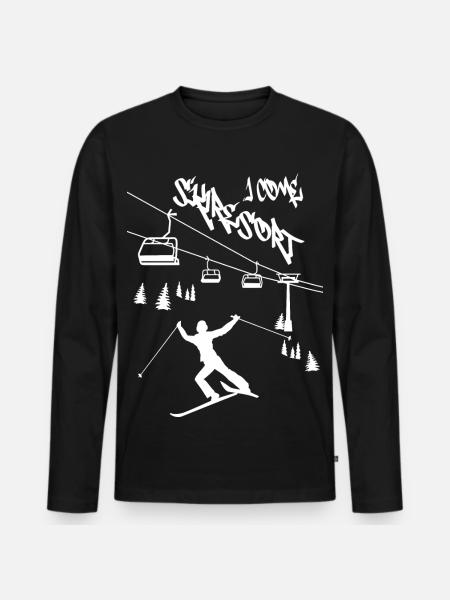 Skigebiet ich komme ! - Männer Premium Bio Langarmshirt - Schwarz
