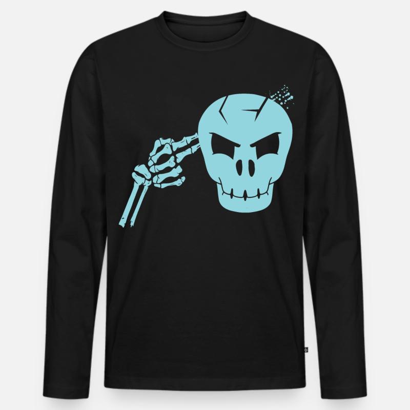 Totenkopf Kopfschuss - Männer Premium Bio Langarmshirt - Schwarz