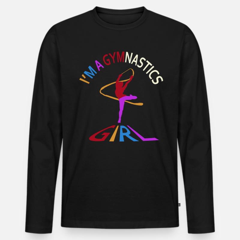 Ich bin ein Gymnastikmädchen - Männer Premium Bio Langarmshirt - Schwarz