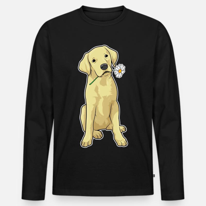 Labrador Gänseblümchen - Männer Premium Bio Langarmshirt - Schwarz