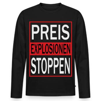 Arrêtez l’explosion des prix - T-shirt manches longues Premium bio Homme - noir - Devant - Nico (187cm)