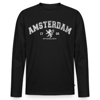 Amsterdam Netherlands - Männer Premium Bio Langarmshirt - Schwarz - Vorne - Nico (187cm)